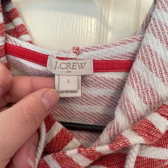 J. Crew Flip-Striped Sweatshirt Size L Red White Cotton Preppy Beach Coastal - Picture 8 of 10